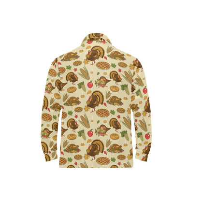 Turkey Pattern Print Design 02 Long Sleeve Polo Shirt For Men's