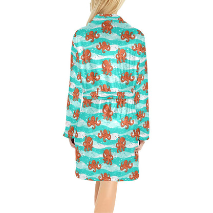 Octopus Cute Design Print Themed Women's Fleece Robe