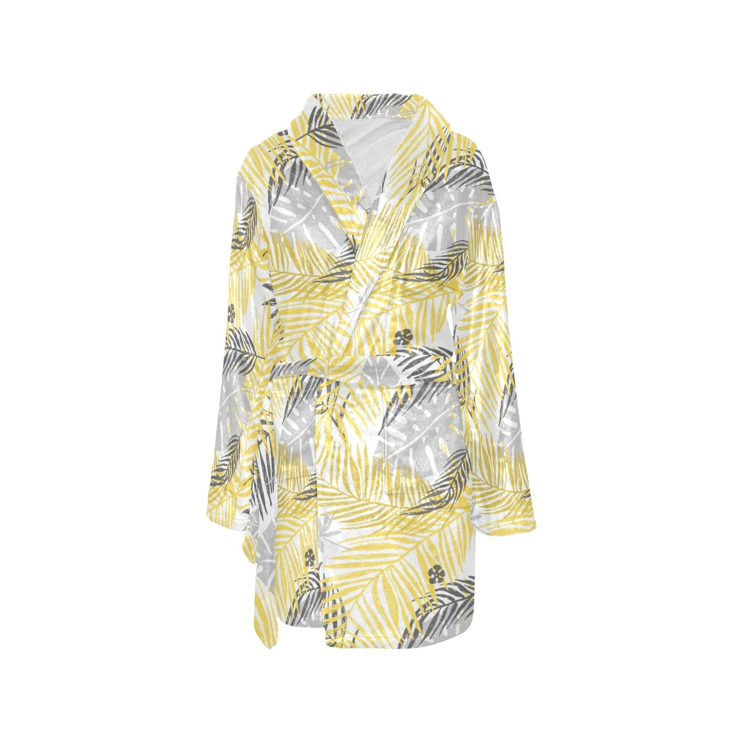 Palm Leaves Pattern Print Design PL012 Women's Fleece Robe