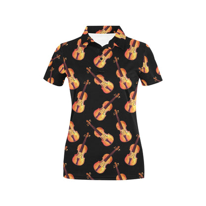 Violin Pattern Print Design 04 Women's Polo Shirt