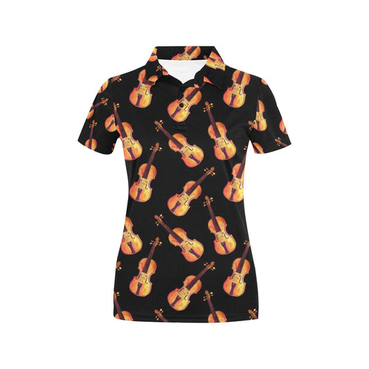 Violin Pattern Print Design 04 Women's Polo Shirt
