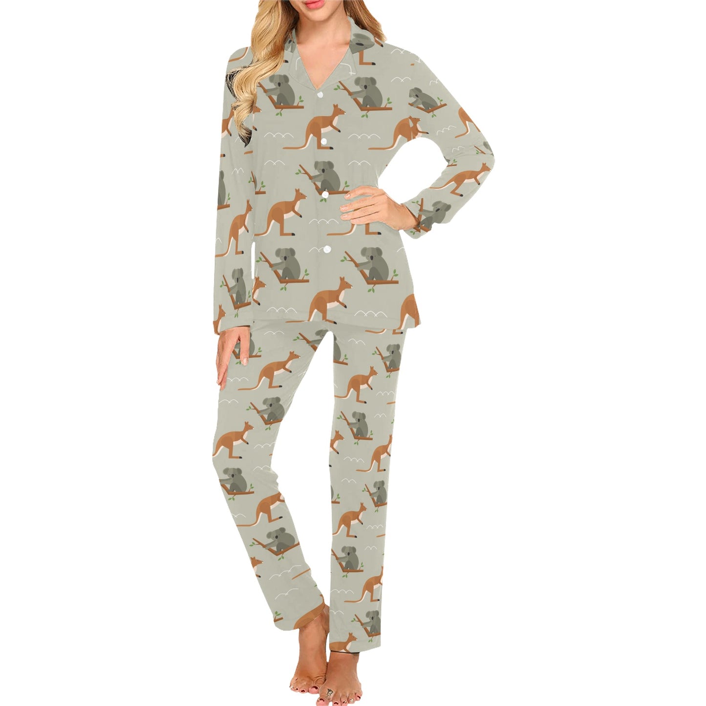 Koala Pattern Print Design 03 Women's Long Pajama Set