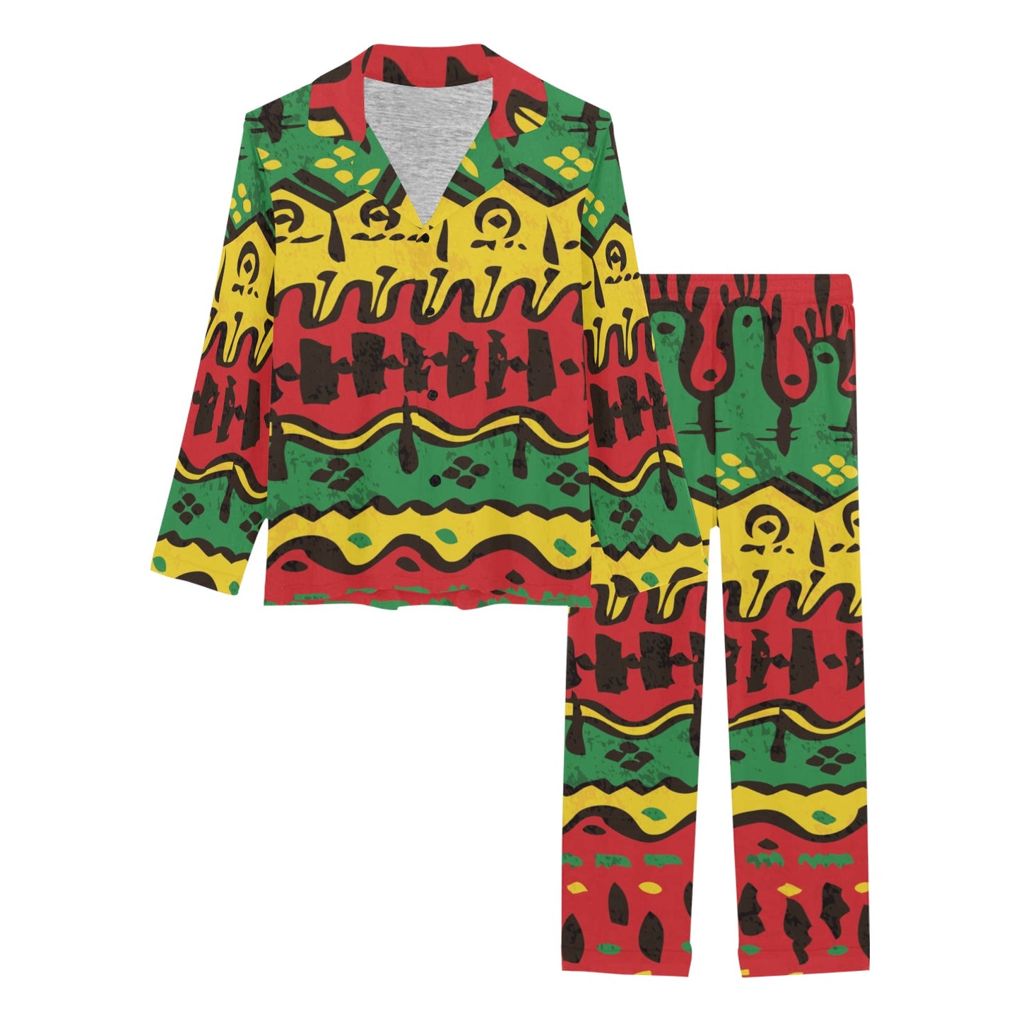 Rasta Pattern Print Design A01 Women's Long Pajama Set
