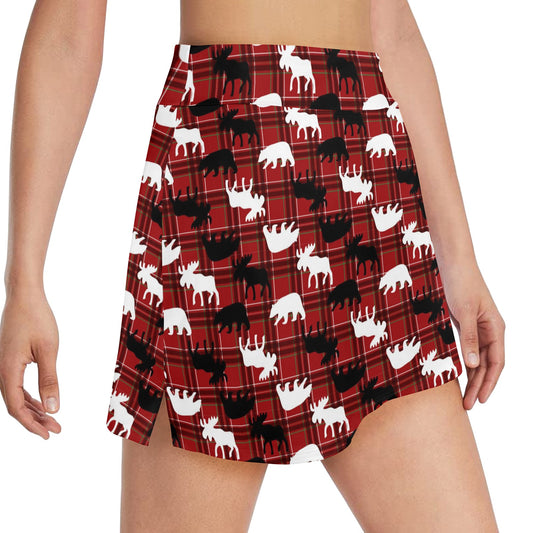 Moose Print Design LKS401 17" Golf & Pickleball Skort with Pockets