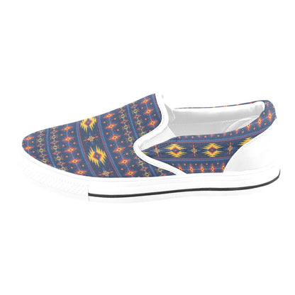 Southwest Pattern Print Design LKS306 White Slip Ons Canvas Women's Shoes