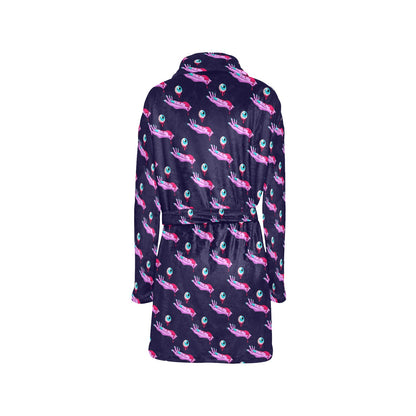Zombie Pink Hand Design Pattern Print Women's Fleece Robe