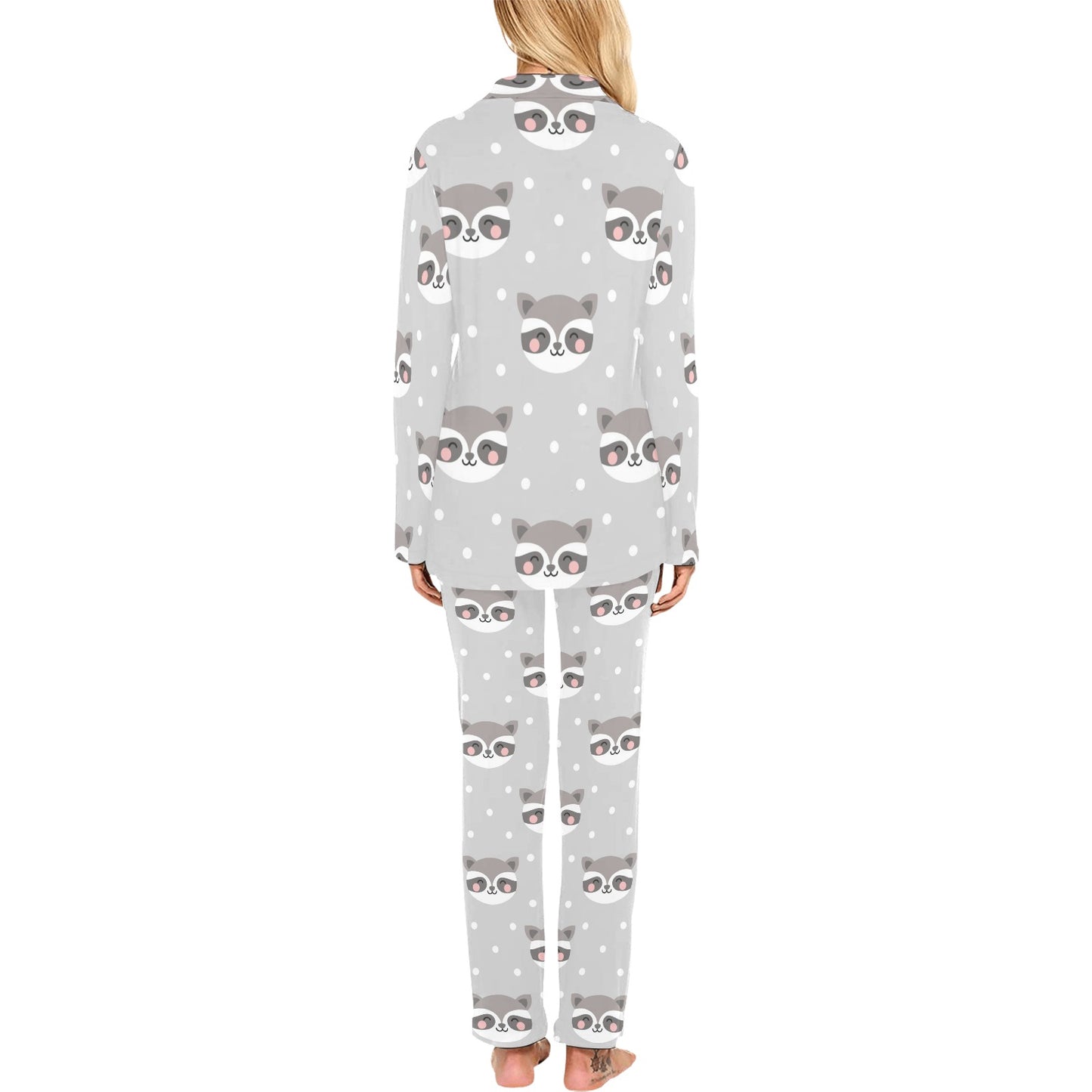 Raccoon Pattern Print Design A04 Women's Long Pajama Set