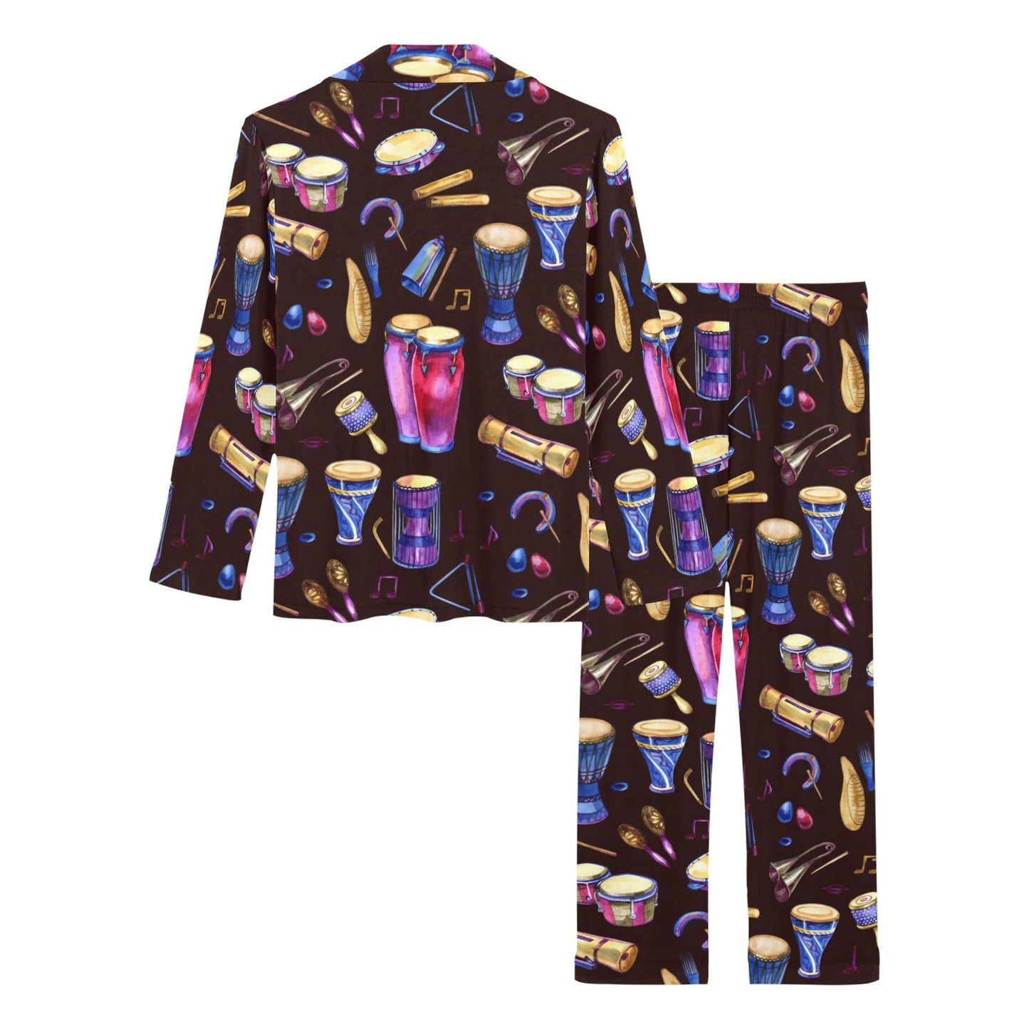Percussion Neon Pattern Print Design 04 Women's Long Pajama Set