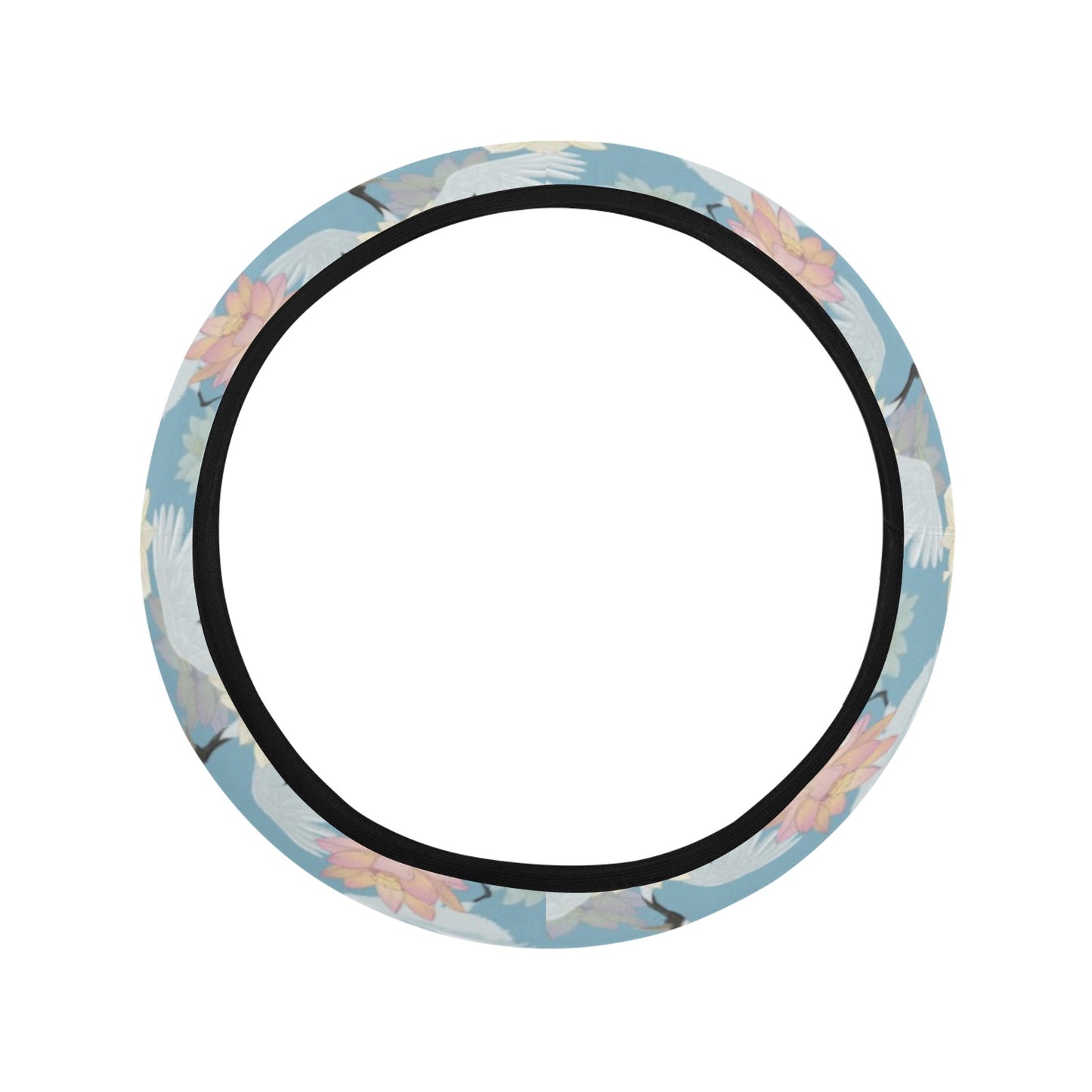 Water Lily Print Design LKS304 Steering Wheel Cover with Elastic Edge