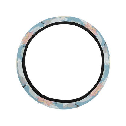 Water Lily Print Design LKS304 Steering Wheel Cover with Elastic Edge