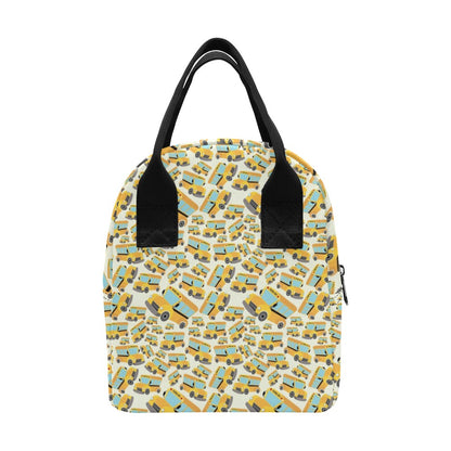 School Bus Print Design LKS301 Insulated Lunch Bag