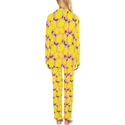 Lemon Pattern Print Design LM03 Women's Long Pajama Set