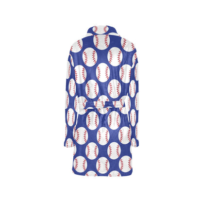 Baseball Blue Background Women's Fleece Robe