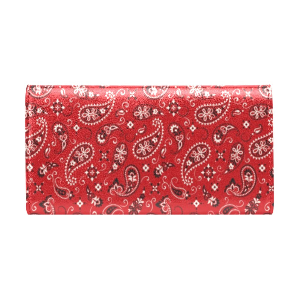 Bandana Paisley Red Print Design LKS3011 Women's Trifold Wallet