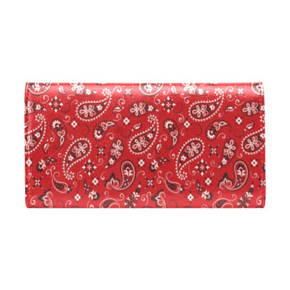Bandana Paisley Red Print Design LKS3011 Women's Trifold Wallet
