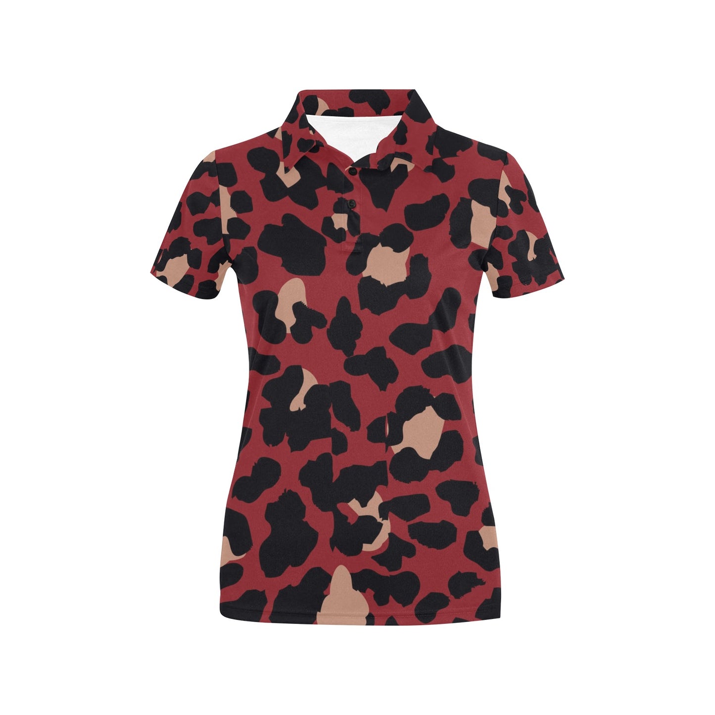 Cheetah Red Print Pattern Women's Polo Shirt