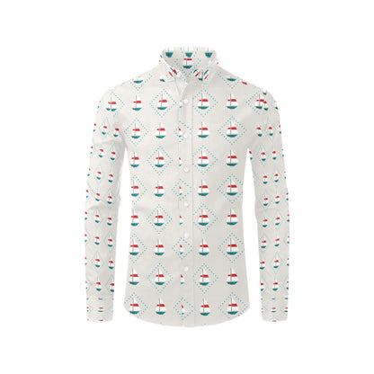 Sailboat Print Design LKS301 Men's Long Sleeve Dress Shirt