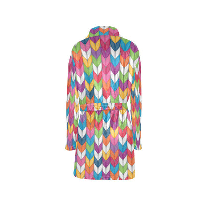 Knit Pattern Print Design 01 Women's Fleece Robe
