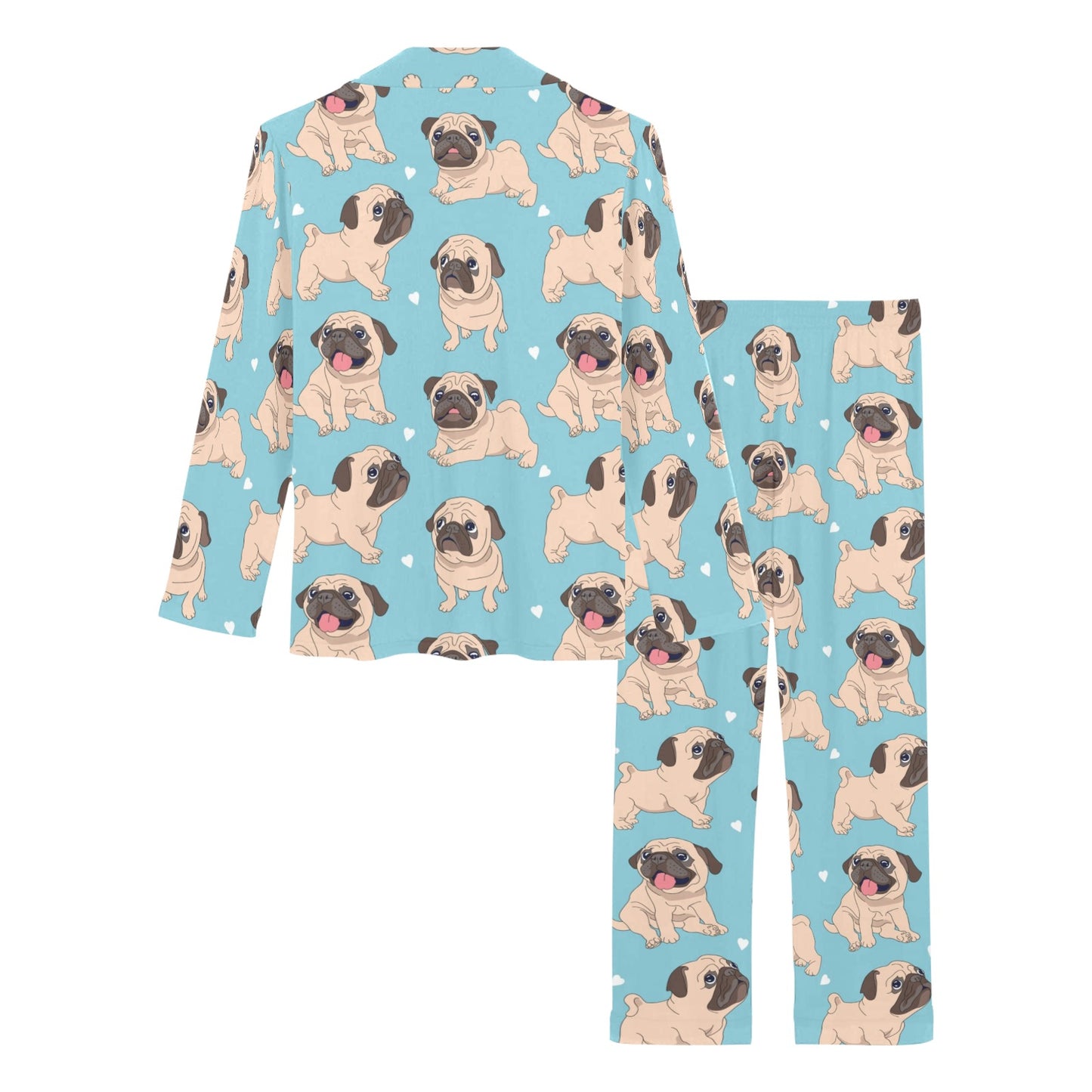 Pug Pattern Print Design A03 Women's Long Pajama Set