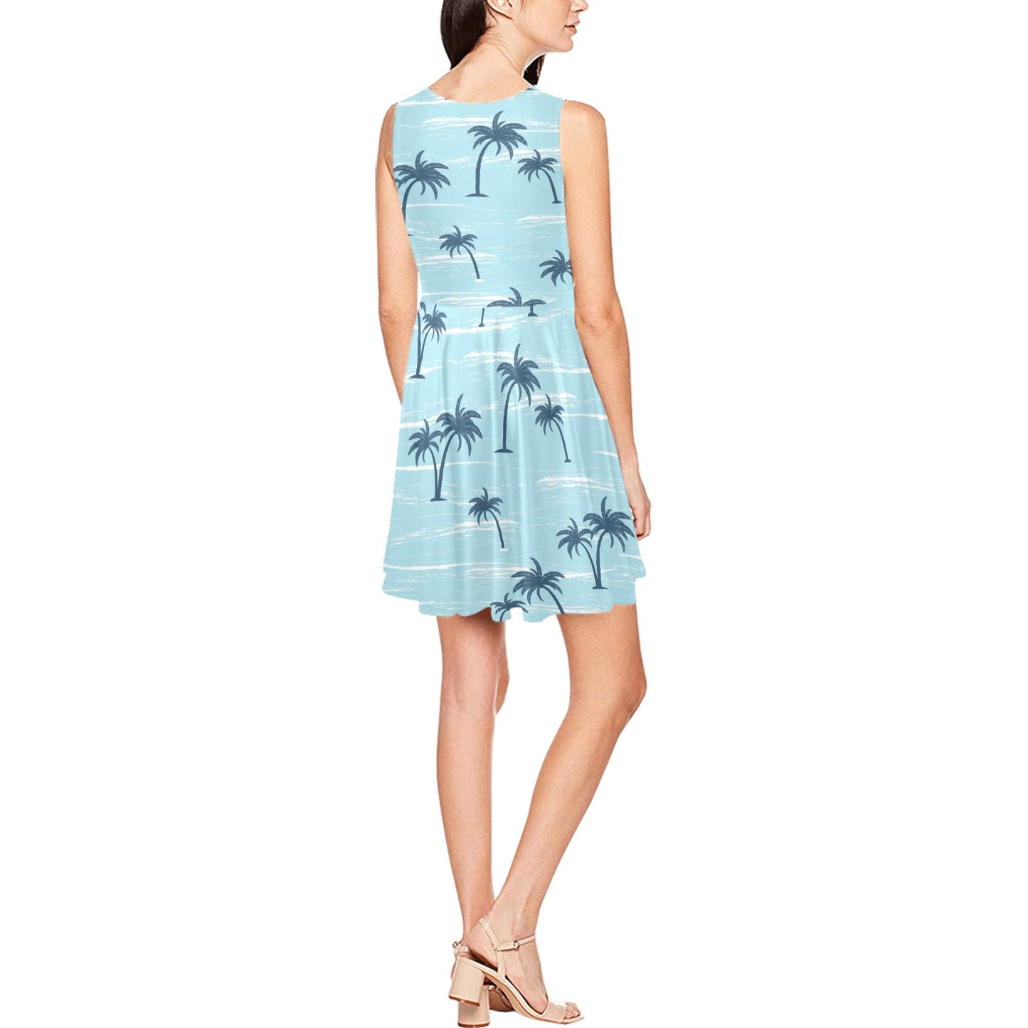 Palm Tree Pattern Print Design PT04 Sleeveless Dress