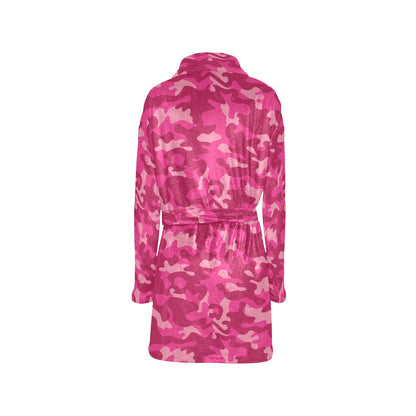 Camo Pink Pattern Print Design 01 Women's Fleece Robe