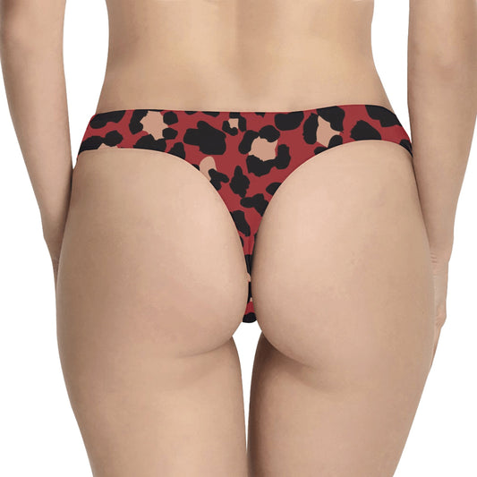Cheetah Red Print Pattern Women's Thongs