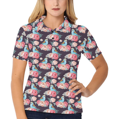 Bluebird Pattern Print Design 02 Women's Polo Shirt