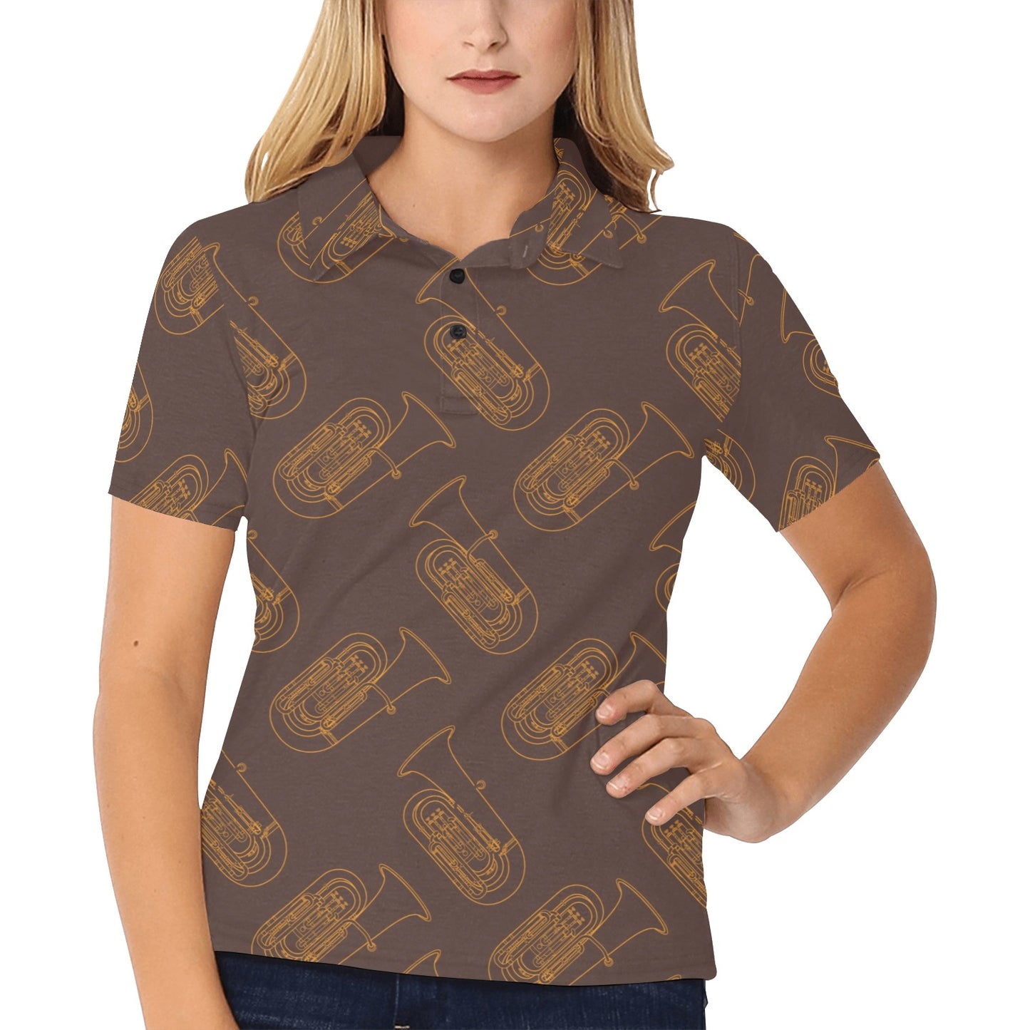 Tuba Pattern Print Design 02 Women's Polo Shirt