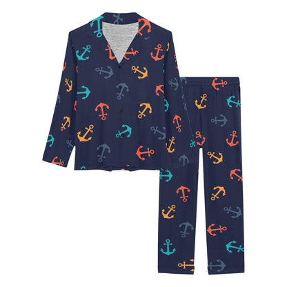 Anchor Pattern Print Design 05 Women's Long Pajama Set