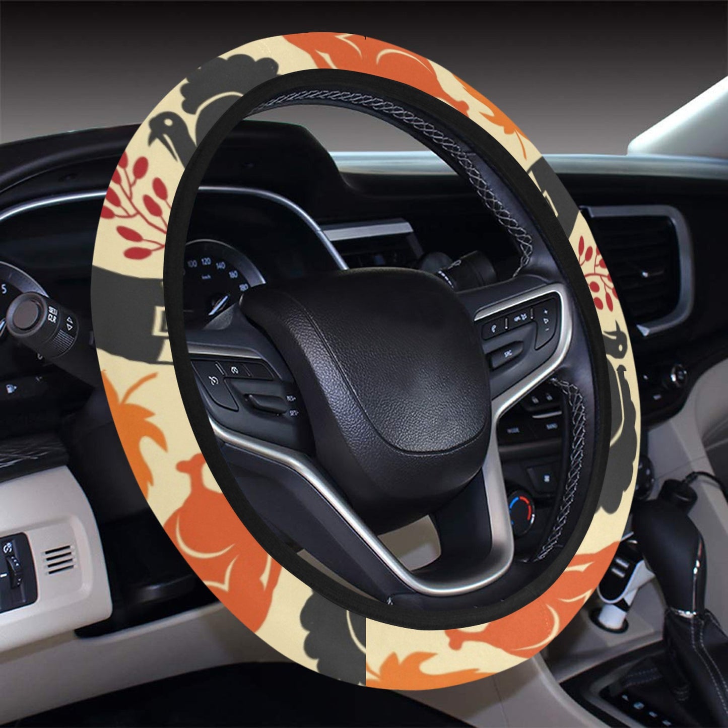 Thanksgiving Print Design LKS303 Steering Wheel Cover with Elastic Edge