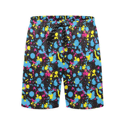 Splatter Colorful Print Design LKS301 Men's Swim Trunks Beach Shorts