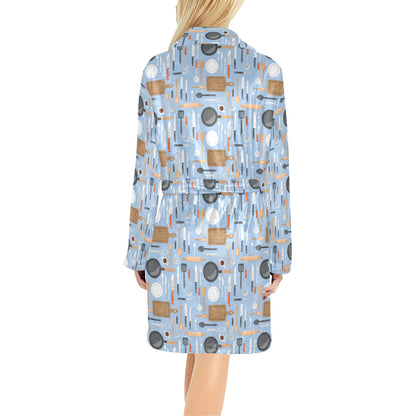 Cooking Kitchen Tools Pattern Print Design 02 Women's Fleece Robe