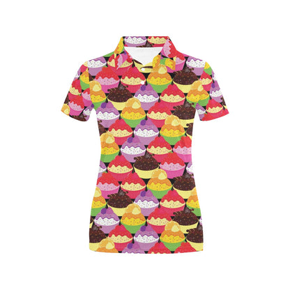 Cupcake Pattern Print Design CP02 Women's Polo Shirt