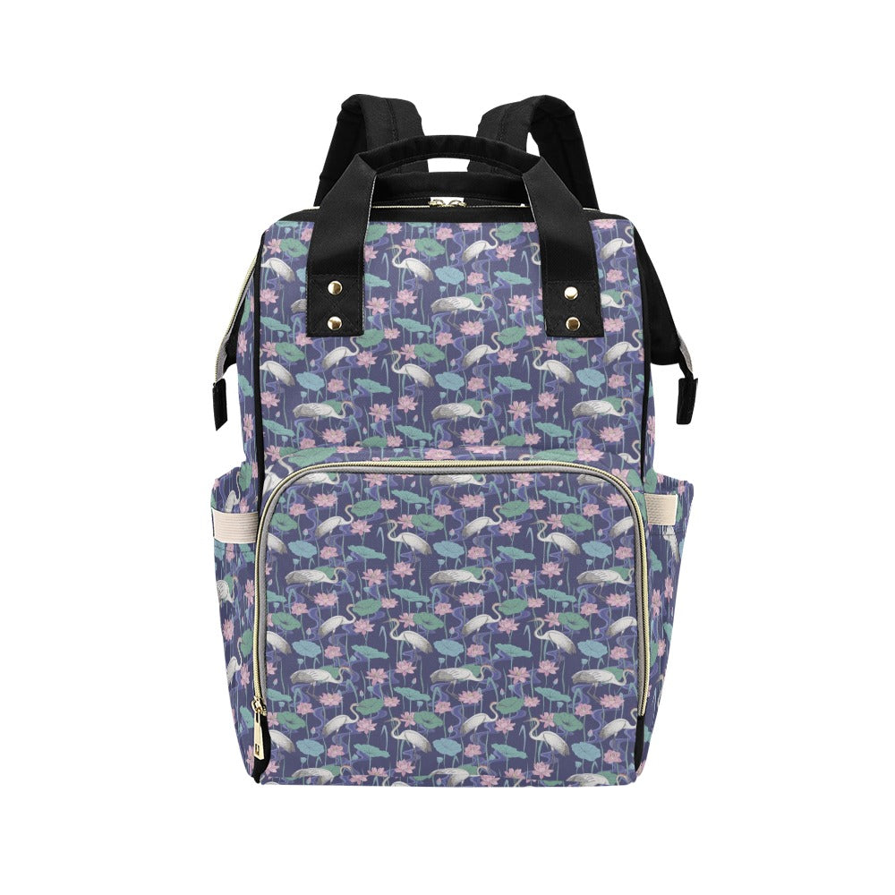 Water Lily Print Design LKS306 Diaper Bag Backpack