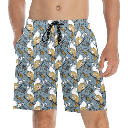 Squirrel Print Design LKS305 Men's Swim Trunks Beach Shorts