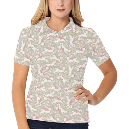 Bunny Pattern Print Design 06 Women's Polo Shirt