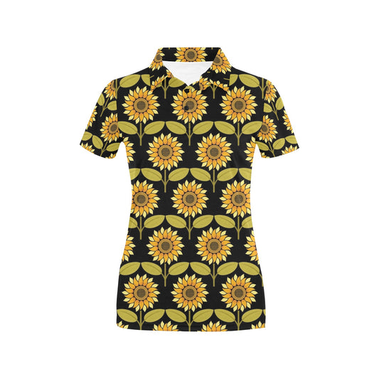 Sunflower Pattern Print Design SF015 Women's Polo Shirt