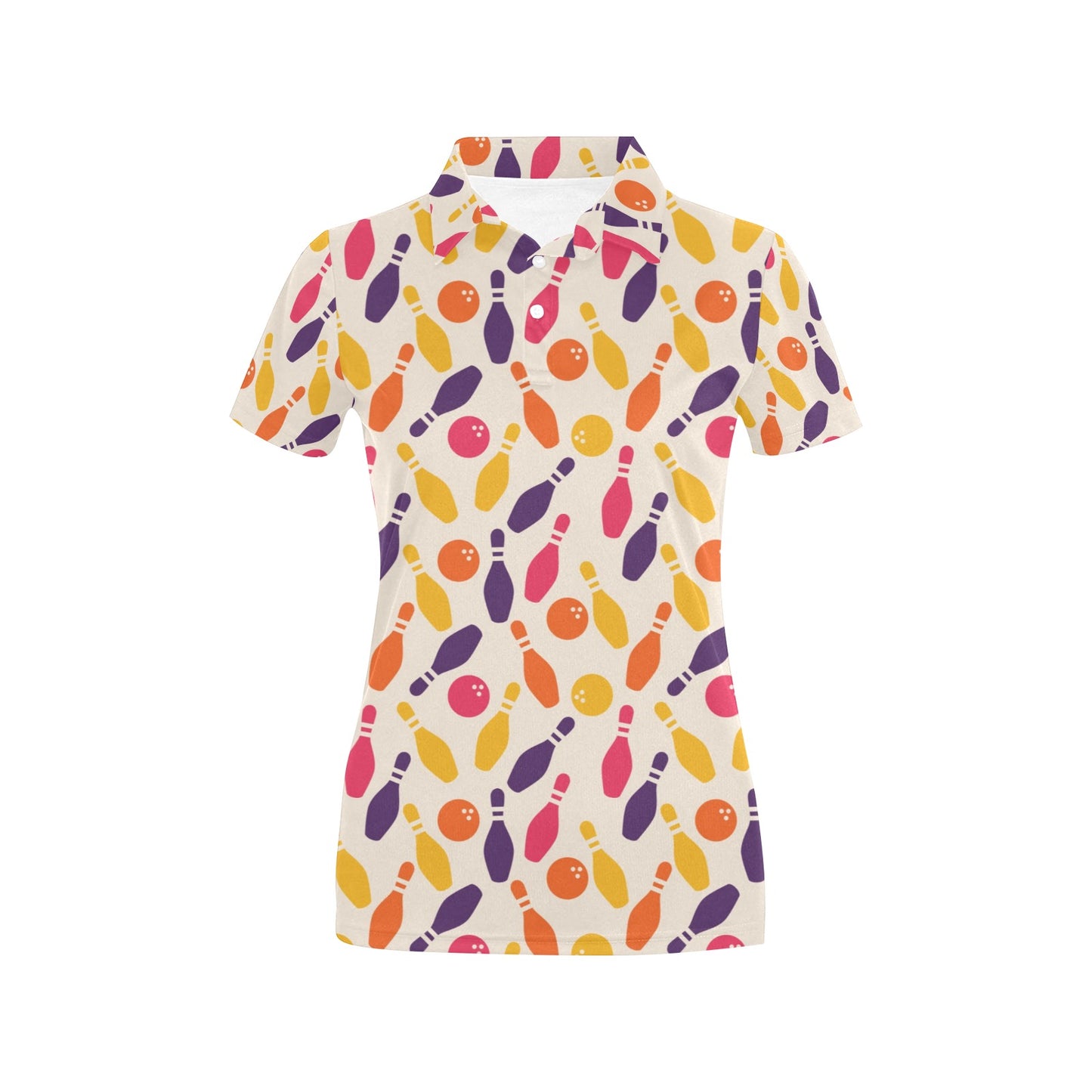 Bowling Pattern Print Design 06 Women's Polo Shirt