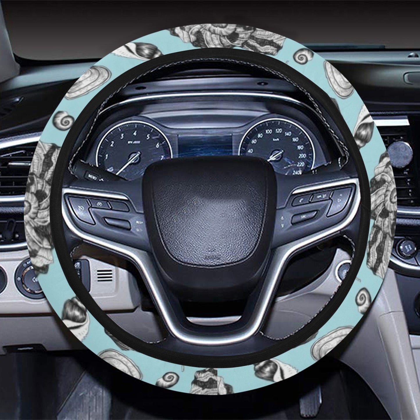 Seashell Beach Print Design LKS302 Steering Wheel Cover with Elastic Edge