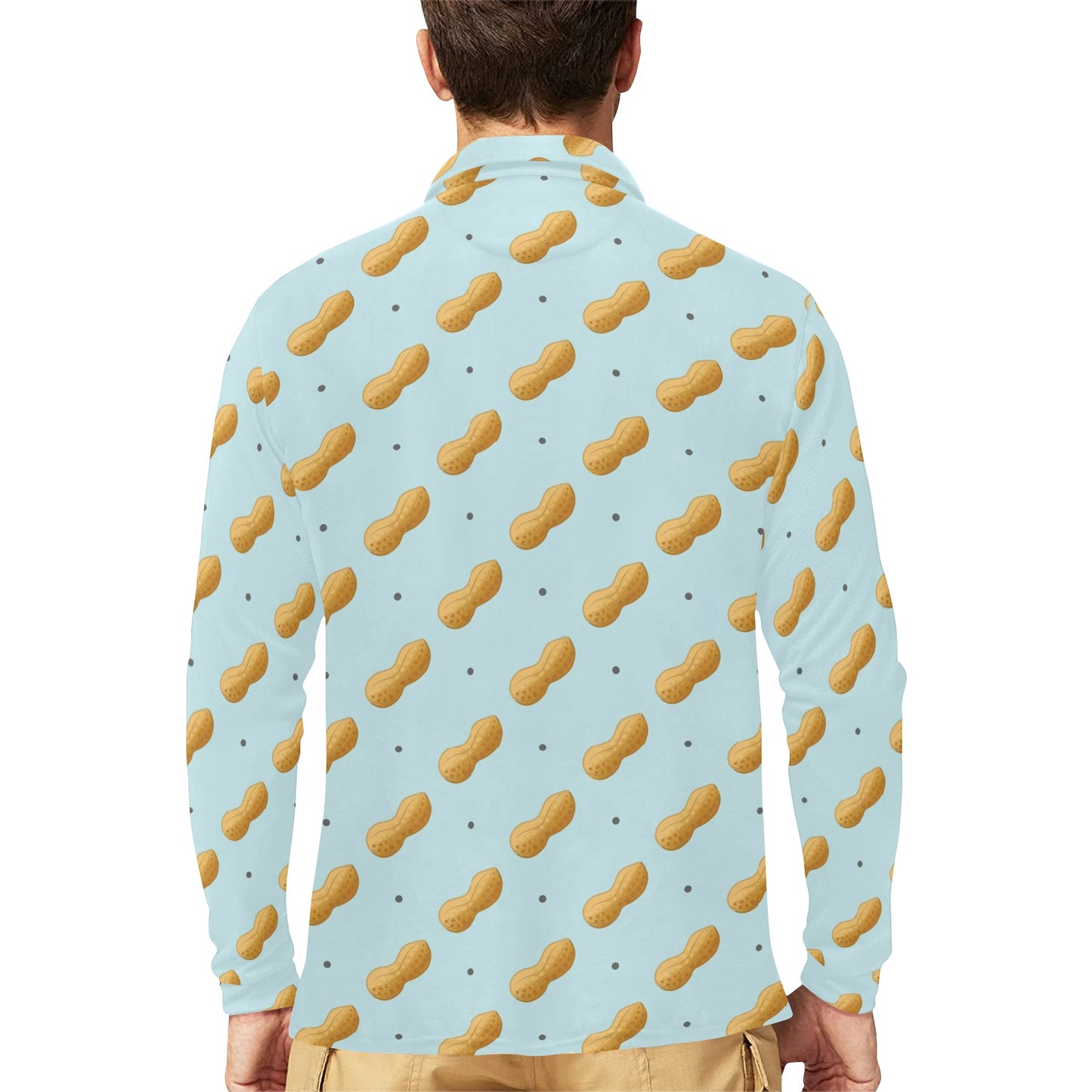 Peanut Pattern Print Design A03 Long Sleeve Polo Shirt For Men's