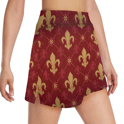 Fleur De Lis Print Design LKS401 17" Golf & Pickleball Skort with Pockets