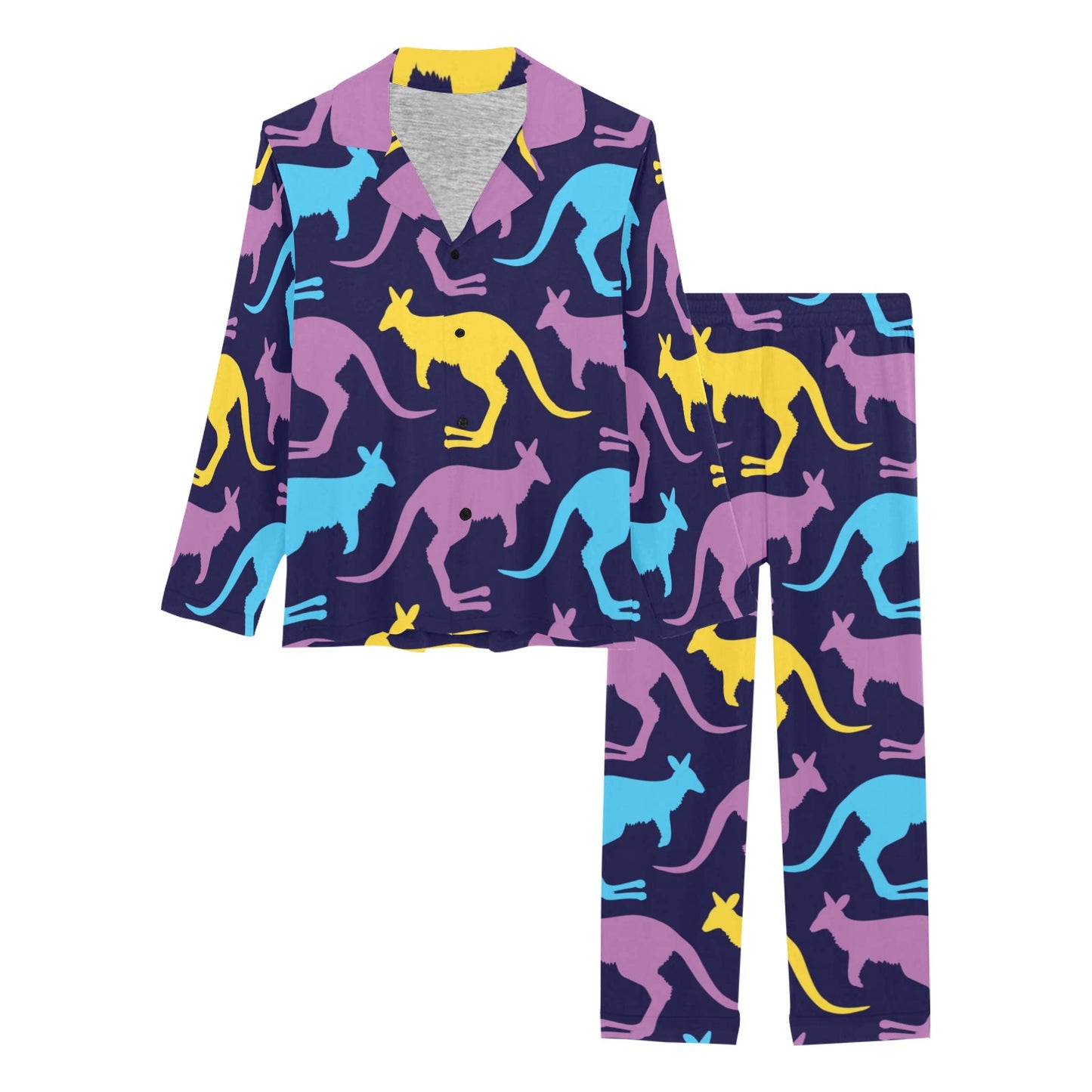 Kangaroos Pattern Print Design 02 Women's Long Pajama Set