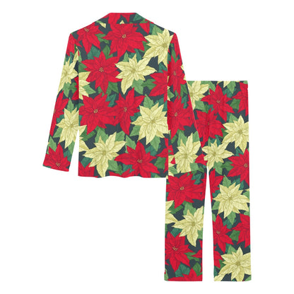 Poinsettia Pattern Print Design POT06 Women's Long Pajama Set
