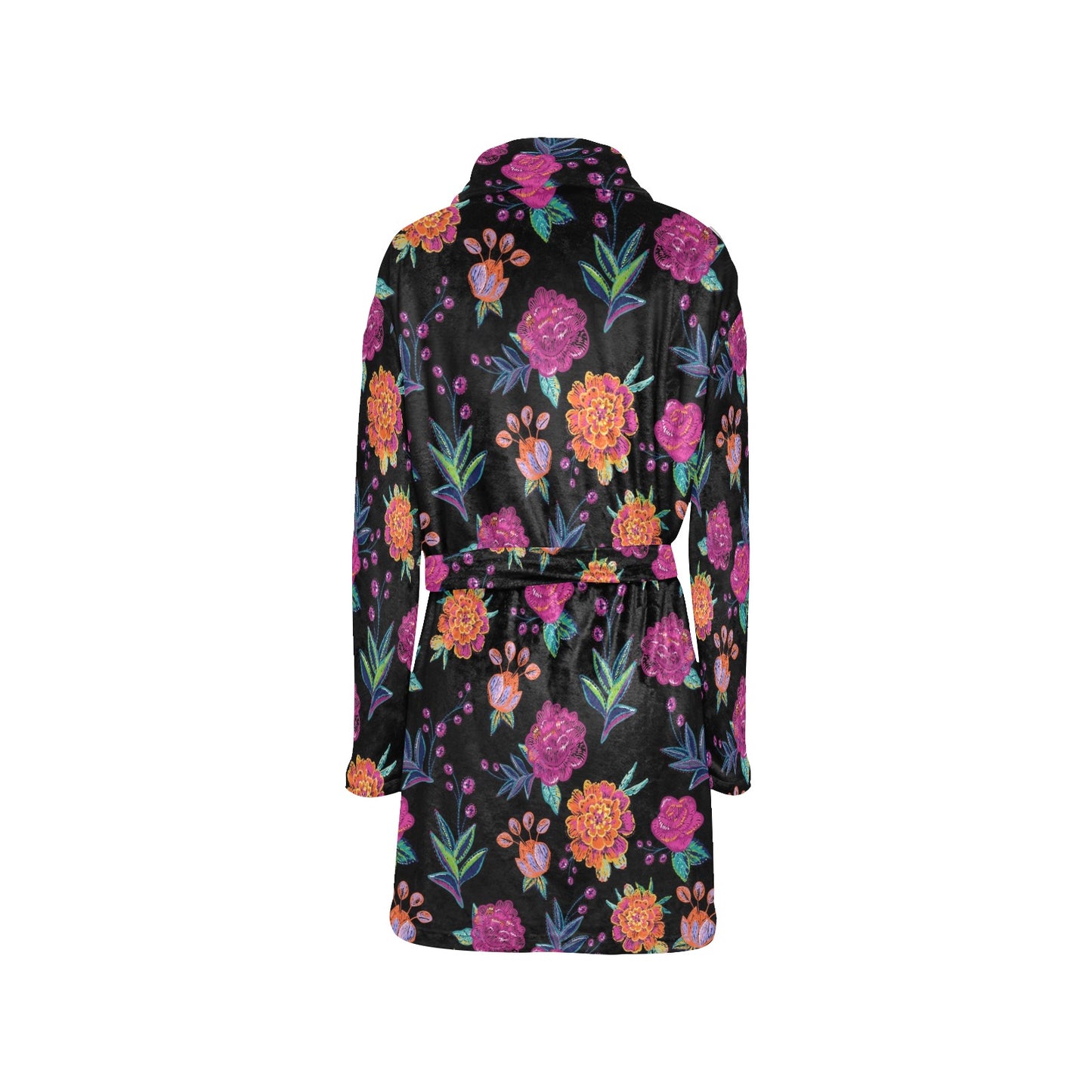 Marigold Pattern Print Design MR02 Women's Fleece Robe