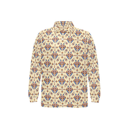 Aztec Wolf Pattern Print Design 03 Long Sleeve Polo Shirt For Men's