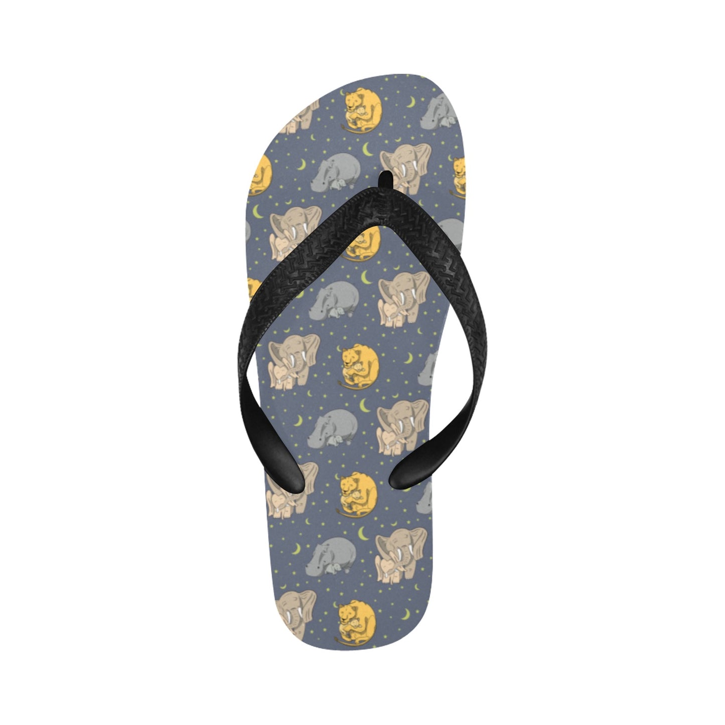 Safari Elephant Lion Print Design LKS303 Flip Flops