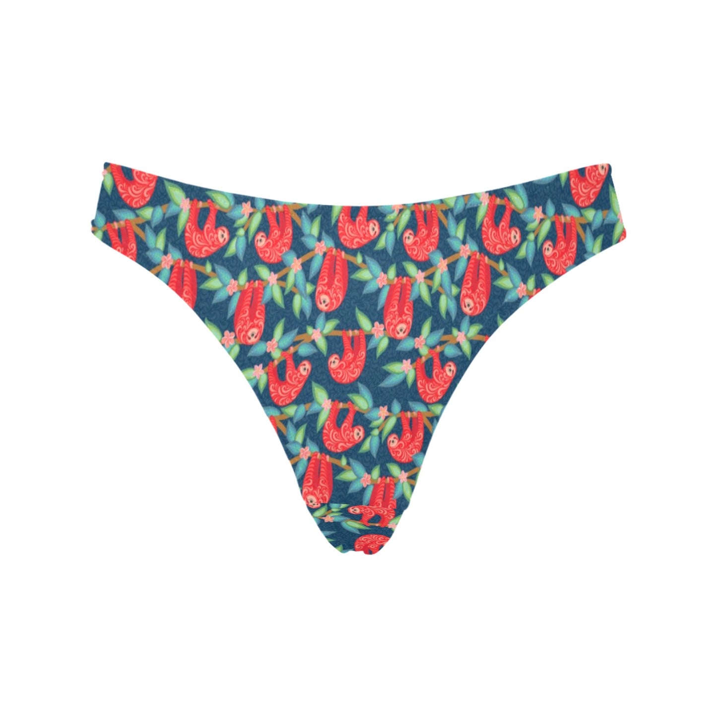 Sloth Red Design Themed Print Women's Thongs