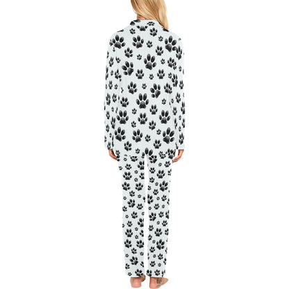 Paw Themed Print Women's Long Pajama Set