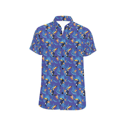 Toucan Print Design LKS306 Men Short Sleeve Button Up Shirt