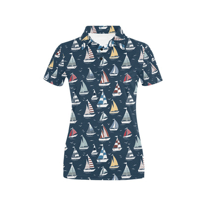 Sailboat Print Design LKS306 Women's Polo Shirt